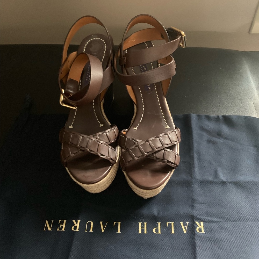 Ralph Lauren 4" Heel Wedge Sandals Size 8